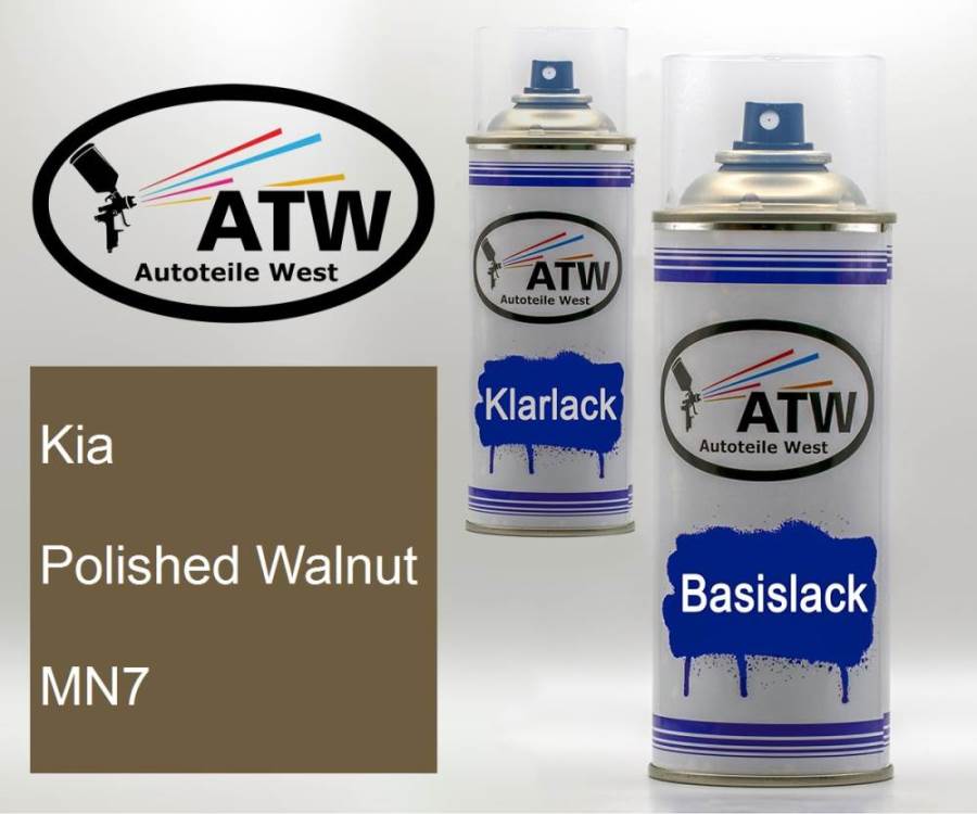 Kia, Polished Walnut, MN7: 400ml Sprühdose + 400ml Klarlack - Set, von ATW Autoteile West.